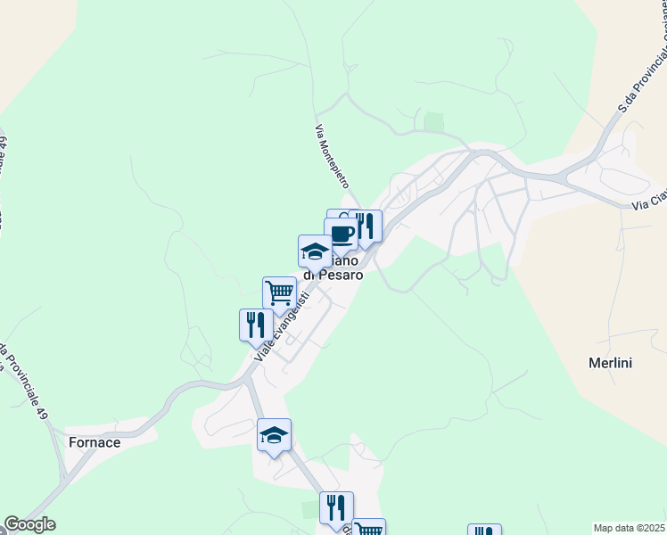 map of restaurants, bars, coffee shops, grocery stores, and more near in Orciano di Pesaro