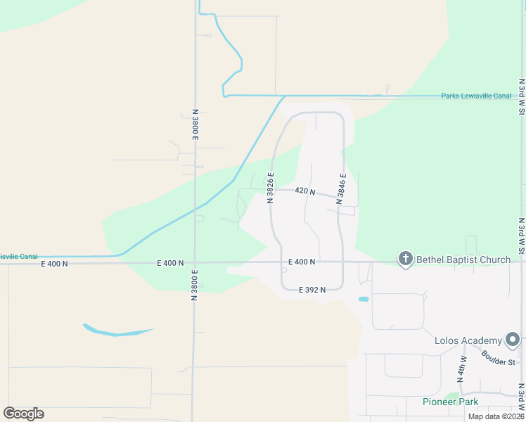 map of restaurants, bars, coffee shops, grocery stores, and more near 414-418 North 3826 East in Rigby