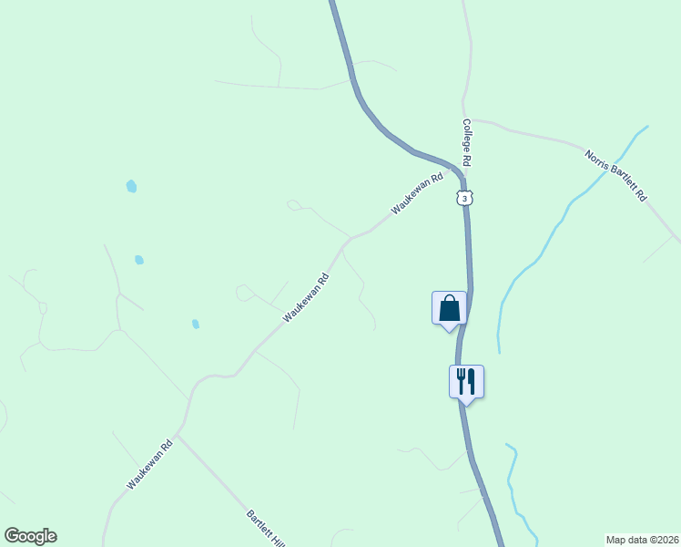 map of restaurants, bars, coffee shops, grocery stores, and more near 45 Waukewan Road in Center Harbor