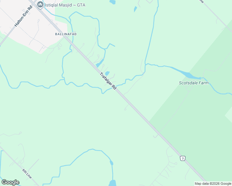 map of restaurants, bars, coffee shops, grocery stores, and more near 13999 Halton Regional Road 3 in Halton Hills