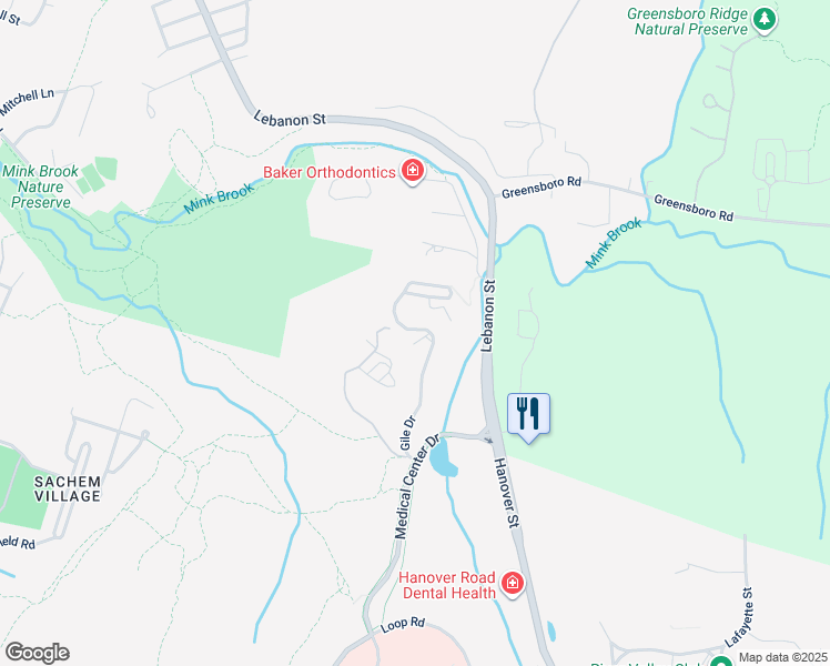 map of restaurants, bars, coffee shops, grocery stores, and more near 11 Granite Lane in Hanover