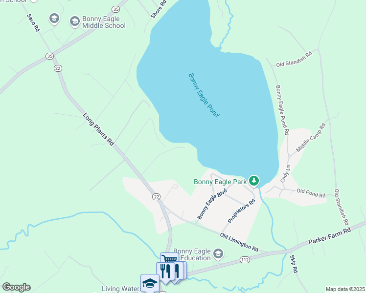 map of restaurants, bars, coffee shops, grocery stores, and more near 52 Sunset Cove Road in Buxton