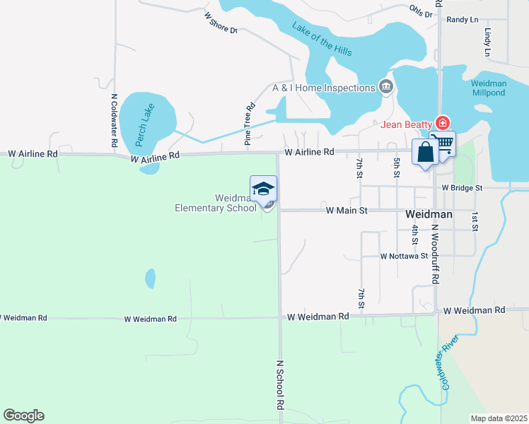 map of restaurants, bars, coffee shops, grocery stores, and more near 3311 North School Road in Weidman
