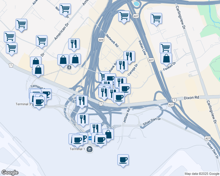 map of restaurants, bars, coffee shops, grocery stores, and more near in Mount View