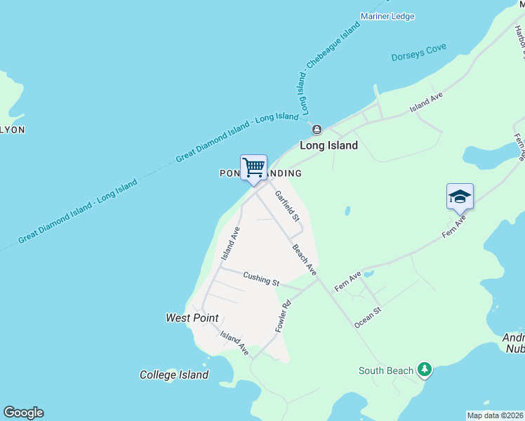 map of restaurants, bars, coffee shops, grocery stores, and more near 19 Homestead Lane in Long Island