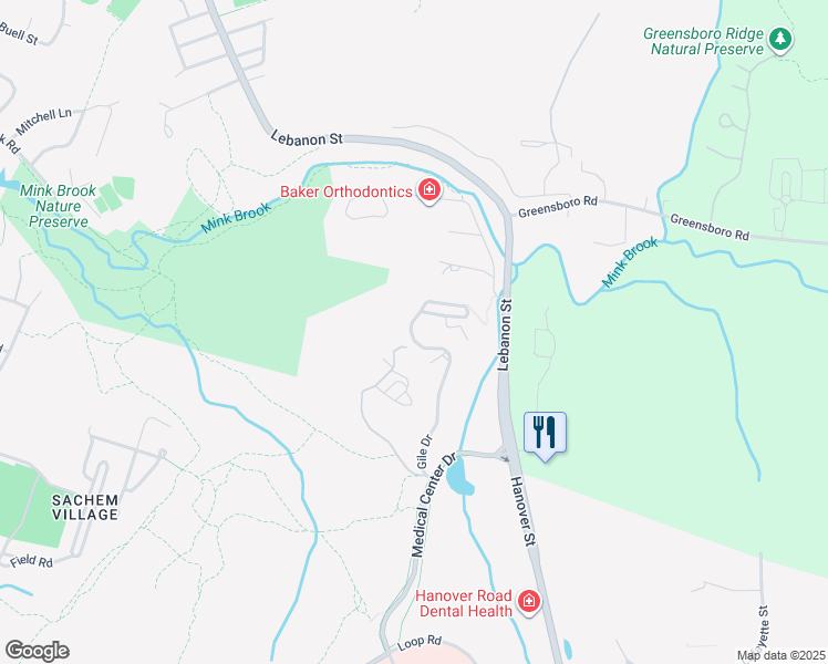 map of restaurants, bars, coffee shops, grocery stores, and more near 64 Trailhead Lane in Hanover