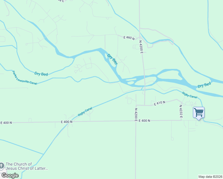 map of restaurants, bars, coffee shops, grocery stores, and more near 4182 East 421 North in Rigby