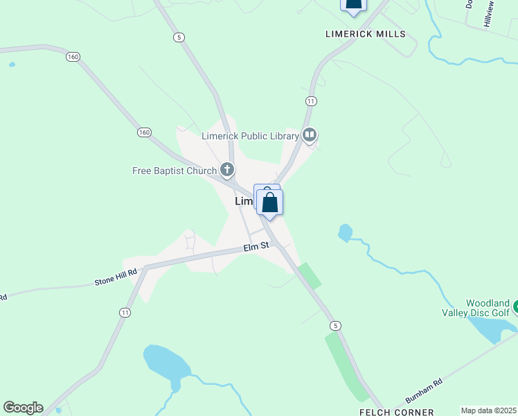 map of restaurants, bars, coffee shops, grocery stores, and more near Maine 5 in Limerick