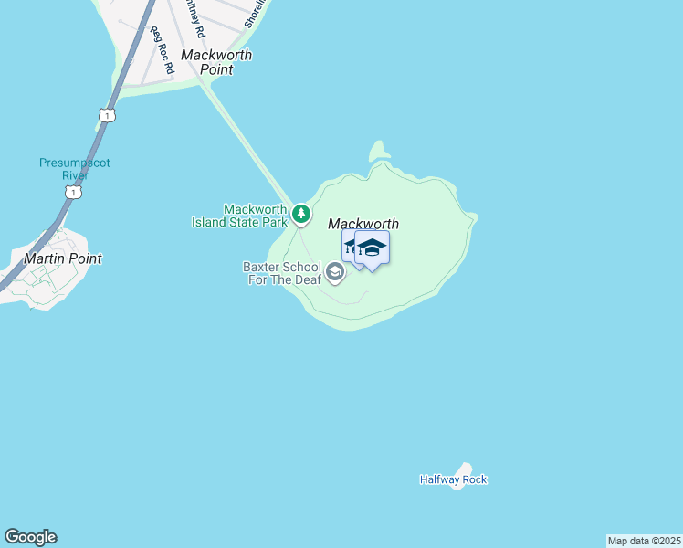 map of restaurants, bars, coffee shops, grocery stores, and more near 1 Mackworth Island in Falmouth