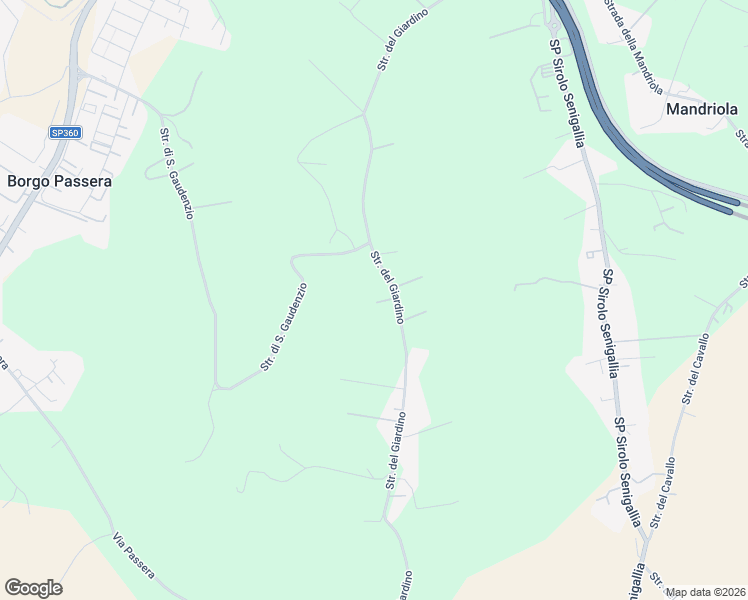 map of restaurants, bars, coffee shops, grocery stores, and more near 173 Strada del Giardino in Provincia di Ancona