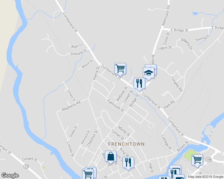 map of restaurants, bars, coffee shops, grocery stores, and more near 17 Ethel Avenue in Westbrook
