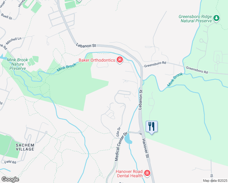 map of restaurants, bars, coffee shops, grocery stores, and more near White Pine Oval in Hanover