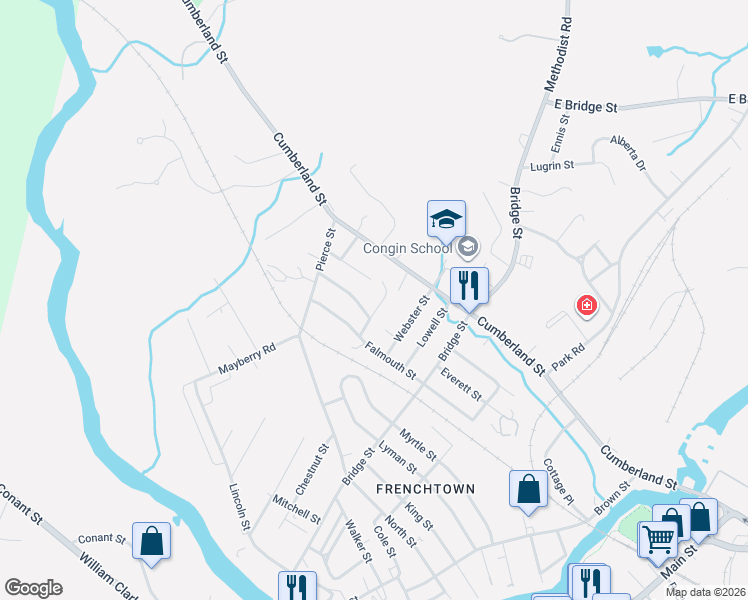 map of restaurants, bars, coffee shops, grocery stores, and more near 18 Ethel Avenue in Westbrook