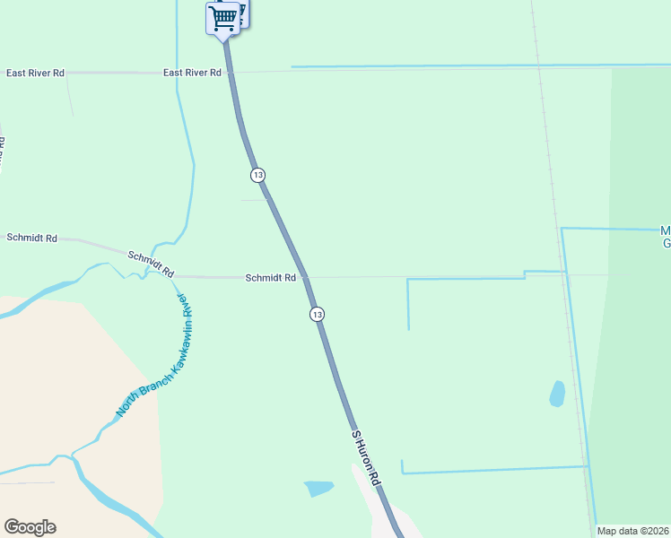 map of restaurants, bars, coffee shops, grocery stores, and more near 2235 Schmidt Road in Kawkawlin