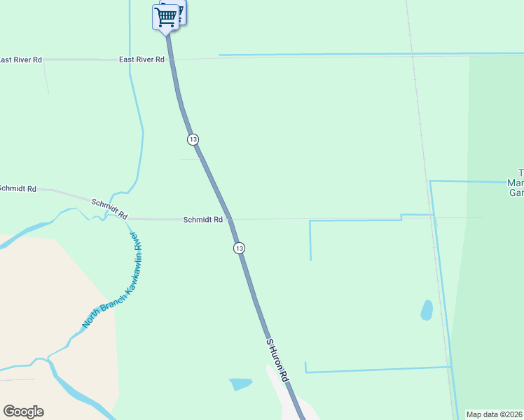map of restaurants, bars, coffee shops, grocery stores, and more near 2235 Schmidt Road in Kawkawlin