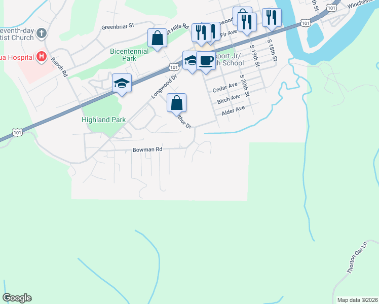 map of restaurants, bars, coffee shops, grocery stores, and more near 873 Vista Court in Reedsport