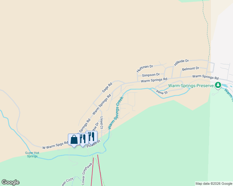 map of restaurants, bars, coffee shops, grocery stores, and more near 213 Georginia Road in Ketchum