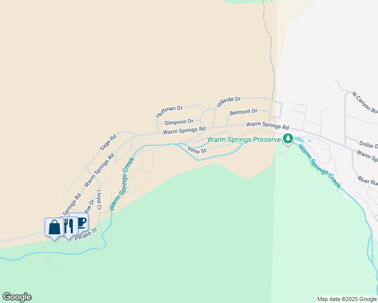 map of restaurants, bars, coffee shops, grocery stores, and more near 112 Irene Street in Ketchum
