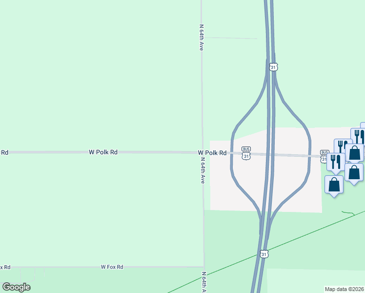 map of restaurants, bars, coffee shops, grocery stores, and more near 4868 West Polk Road in Hart