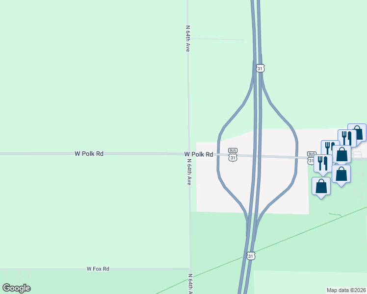 map of restaurants, bars, coffee shops, grocery stores, and more near 4868 West Polk Road in Hart