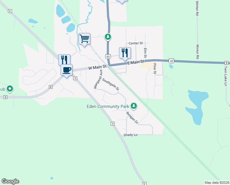 map of restaurants, bars, coffee shops, grocery stores, and more near 114 South Gate Street in Eden