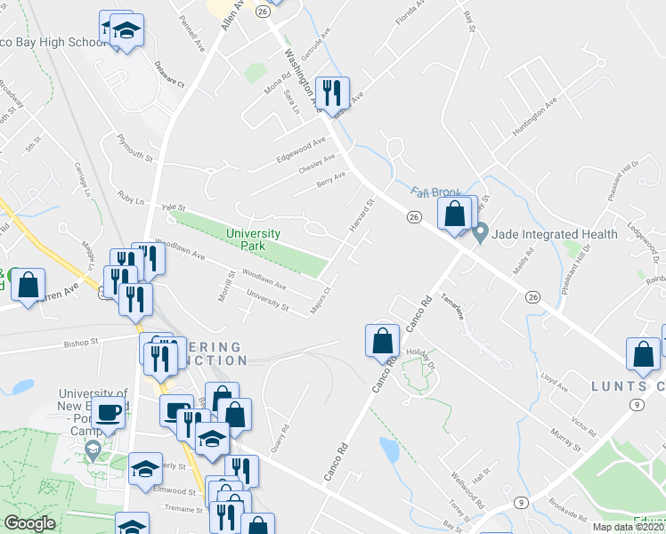 map of restaurants, bars, coffee shops, grocery stores, and more near 211 Harvard Street in Portland