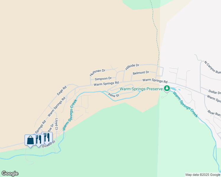 map of restaurants, bars, coffee shops, grocery stores, and more near 112 Irene Street in Ketchum