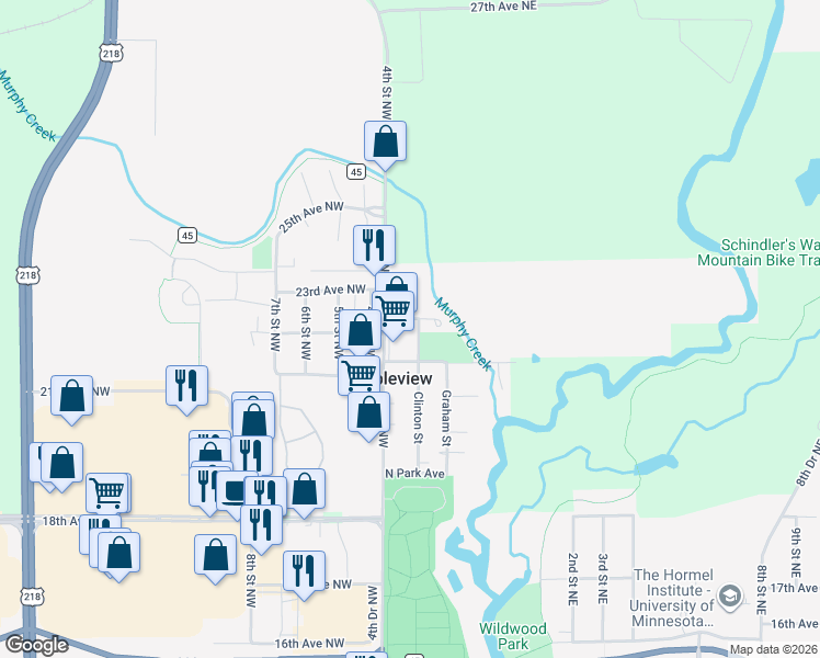 map of restaurants, bars, coffee shops, grocery stores, and more near 213 Clinton Street in Austin