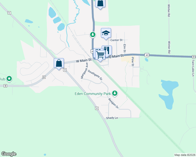 map of restaurants, bars, coffee shops, grocery stores, and more near 114 South Gate Street in Eden