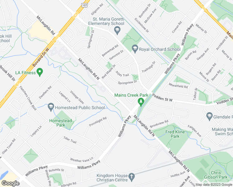 map of restaurants, bars, coffee shops, grocery stores, and more near 25 Carabram Court in Brampton