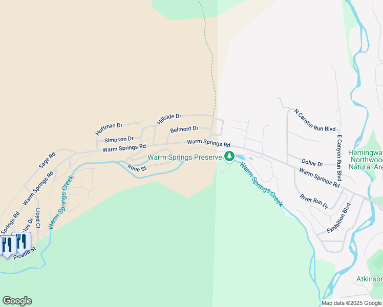 map of restaurants, bars, coffee shops, grocery stores, and more near 301 Bald Mountain Road in Ketchum