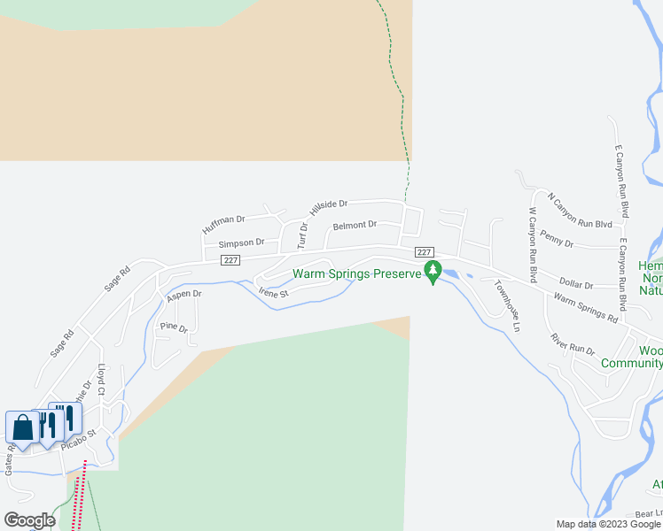 map of restaurants, bars, coffee shops, grocery stores, and more near 321 Bald Mountain Road in Ketchum