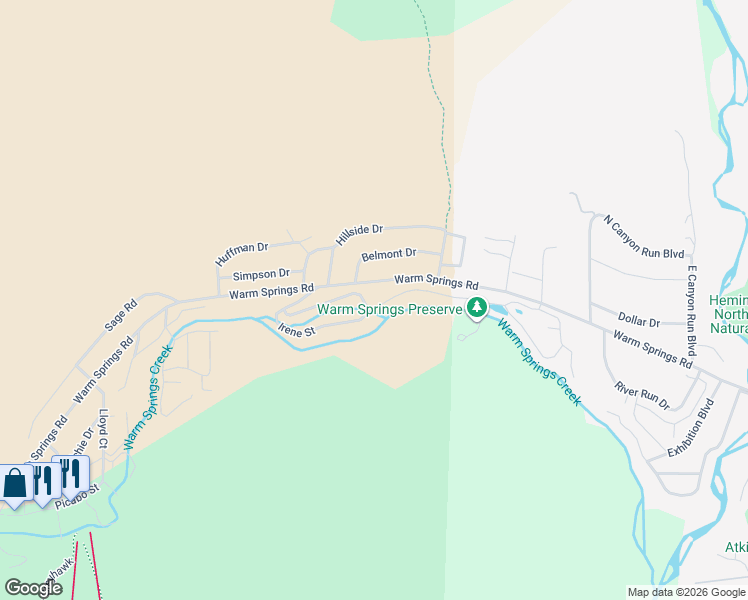 map of restaurants, bars, coffee shops, grocery stores, and more near 321 Bald Mountain Road in Ketchum