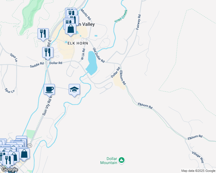 map of restaurants, bars, coffee shops, grocery stores, and more near 1588 Snow Creek Condo Drive in Sun Valley