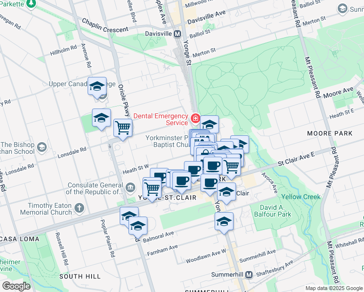 map of restaurants, bars, coffee shops, grocery stores, and more near in Toronto