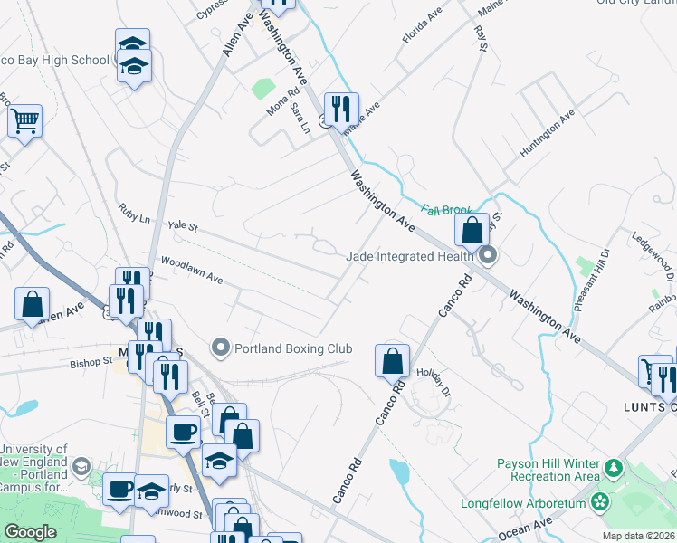 map of restaurants, bars, coffee shops, grocery stores, and more near 224 Harvard Street in Portland