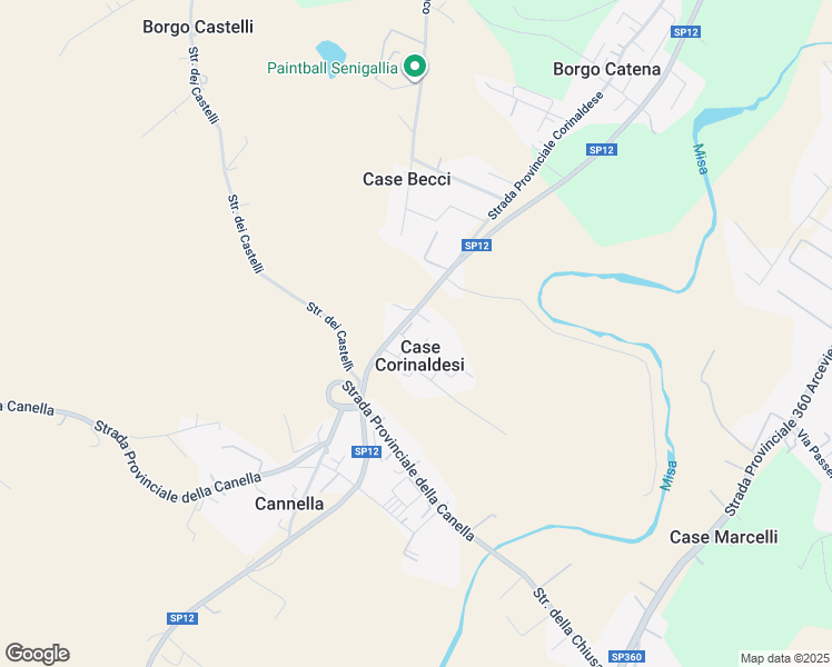map of restaurants, bars, coffee shops, grocery stores, and more near 107 Strada Provinciale Corinaldese in Case Corinaldesi