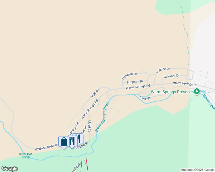 map of restaurants, bars, coffee shops, grocery stores, and more near 105 Sage Road in Ketchum