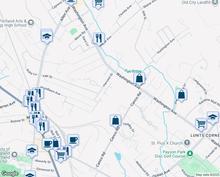 map of restaurants, bars, coffee shops, grocery stores, and more near 34 Nicholas Court in Portland