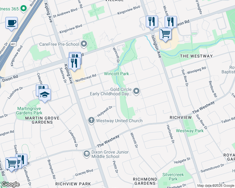 map of restaurants, bars, coffee shops, grocery stores, and more near in Toronto