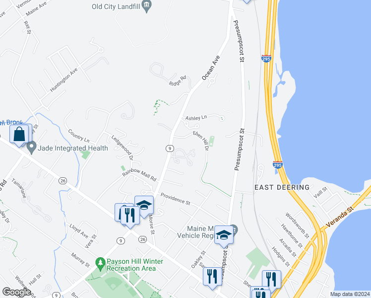 map of restaurants, bars, coffee shops, grocery stores, and more near 58 Wellstone Drive in Portland