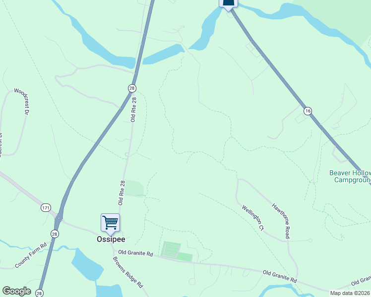 map of restaurants, bars, coffee shops, grocery stores, and more near snowmobile trial in Ossipee