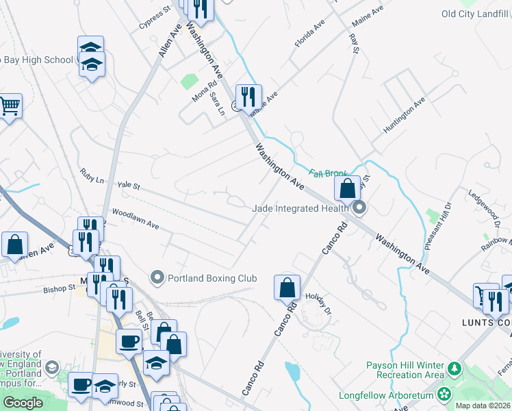 map of restaurants, bars, coffee shops, grocery stores, and more near 224 Harvard Street in Portland