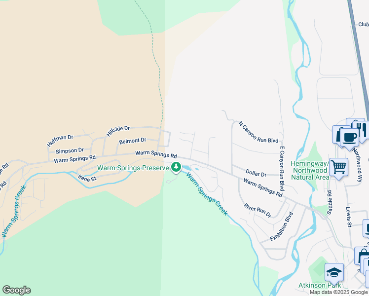 map of restaurants, bars, coffee shops, grocery stores, and more near 140 4 Seasons Way in Ketchum