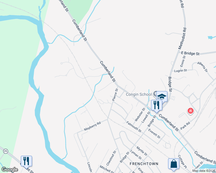 map of restaurants, bars, coffee shops, grocery stores, and more near 15 Wilson Drive in Westbrook