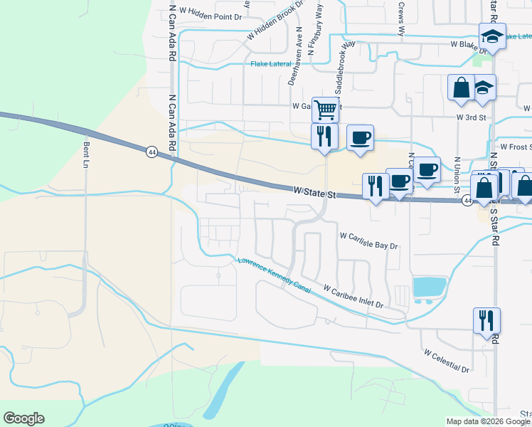 map of restaurants, bars, coffee shops, grocery stores, and more near 6 South Sellwood Lane in Star