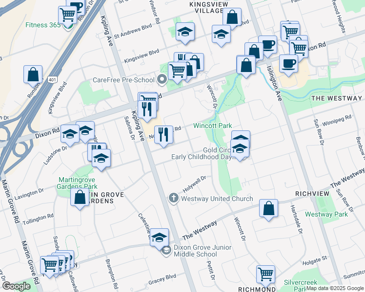 map of restaurants, bars, coffee shops, grocery stores, and more near 19 Hawthorne Road in Toronto