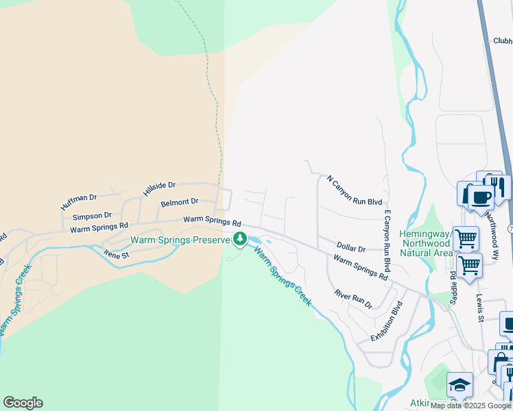 map of restaurants, bars, coffee shops, grocery stores, and more near 140 4 Seasons Way in Ketchum