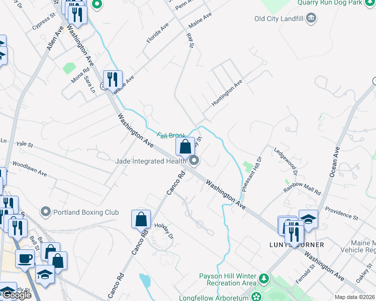 map of restaurants, bars, coffee shops, grocery stores, and more near 24 Ray Street in Portland