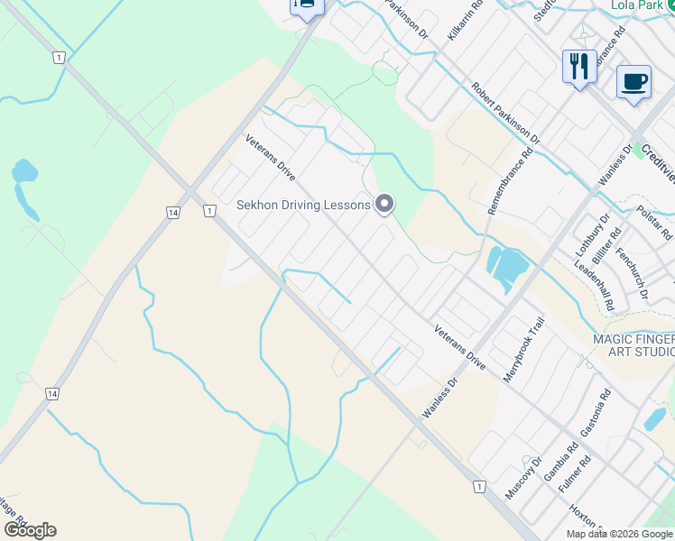 map of restaurants, bars, coffee shops, grocery stores, and more near 124 Benhurst Crescent in Brampton
